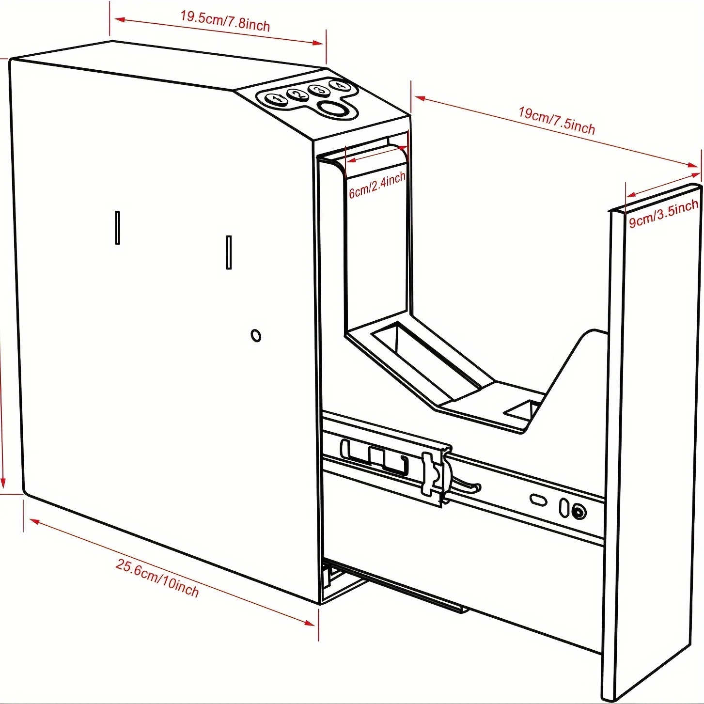 Biometric Slider Handgun Gun Safe for Nightstand, Desk, Bed Side,Truck - Auto Sliding Door Fingerprint Hand Gun Safe for Pistol