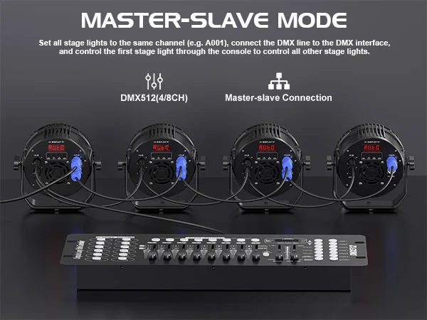 U'King 4PCS 18X8W RGBW LED Par Light DMX512 Disco Light 4IN1 LED Stage Light Effect DJ Equipment for Wedding Bar KTV Party