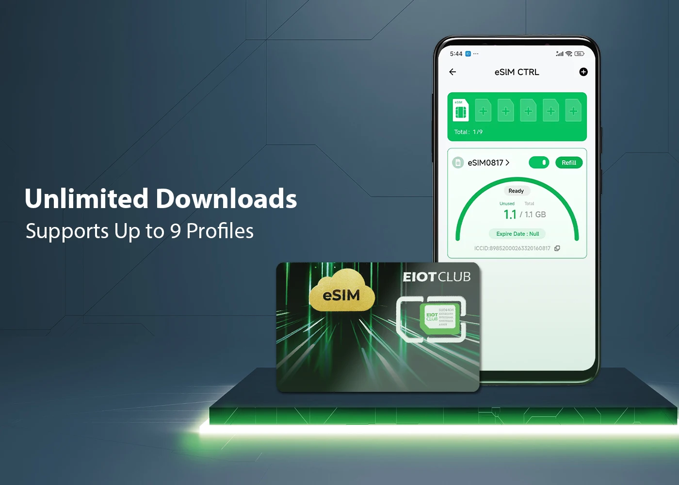 EIOTCLUB ESIM Card for Android & iOS, Unlimited ESIM Downloads, The Second Mobile Phone Card, Perfect for Travel and Business