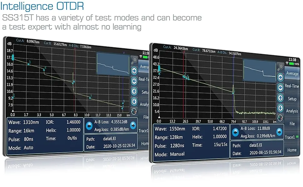 SKYSHL 1310nm/35dB+1550nm/33dB SM Fiber OTDR Tester Build in OPM+OLS+VFL+Event Map Compatible with SC+FC+ST+LC/UPC&APC Connector
