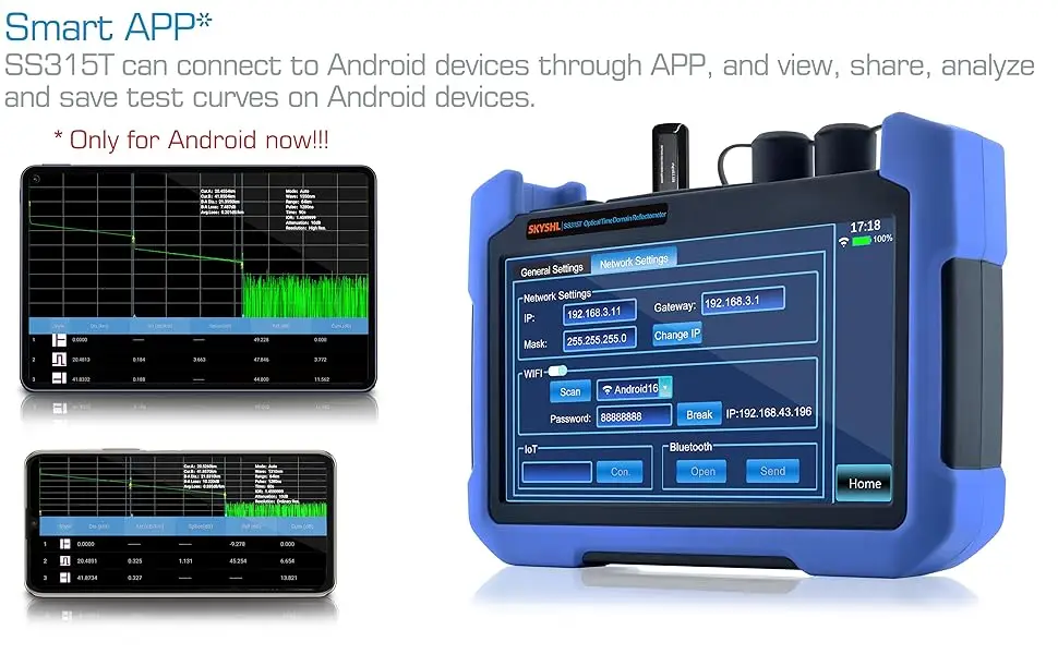 SKYSHL 1310nm/35dB+1550nm/33dB SM Fiber OTDR Tester Build in OPM+OLS+VFL+Event Map Compatible with SC+FC+ST+LC/UPC&APC Connector