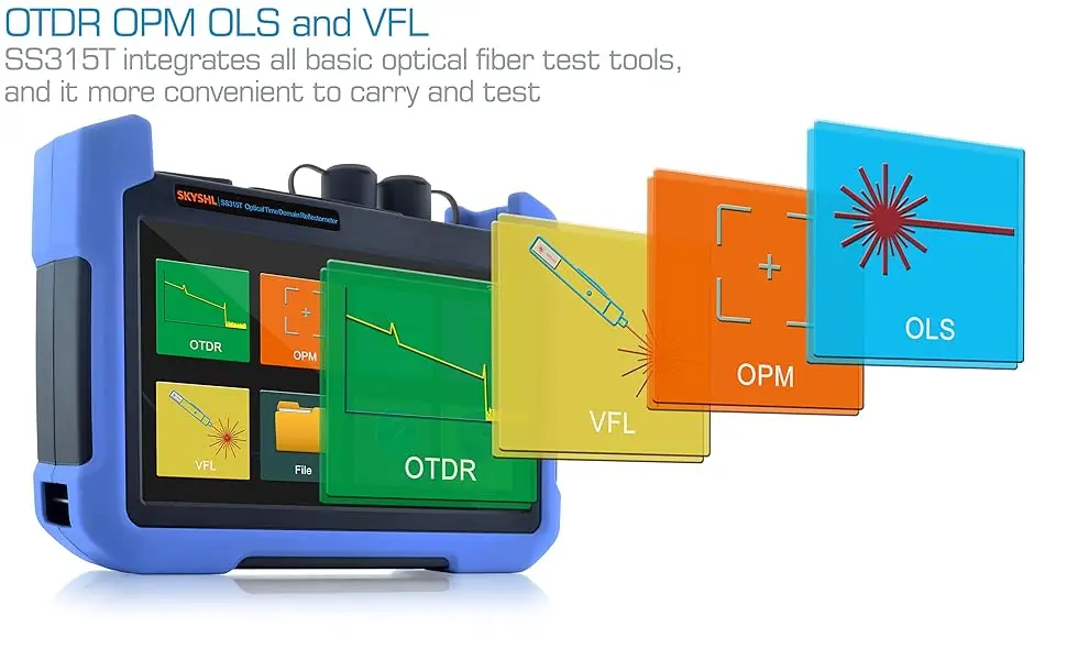 SKYSHL 1310nm/35dB+1550nm/33dB SM Fiber OTDR Tester Build in OPM+OLS+VFL+Event Map Compatible with SC+FC+ST+LC/UPC&APC Connector