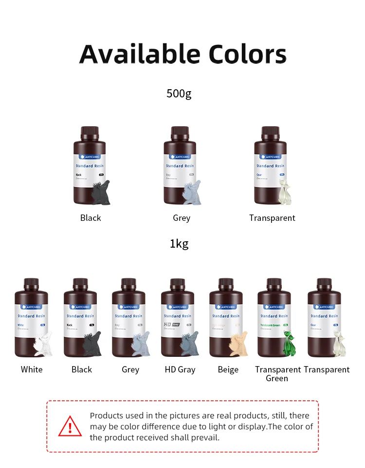 3kg ANYCUBIC Standard UV Resin For Photon 3D Printer Photon Printing Material Figurine Models LCD UV Sensitive Normal Liquid