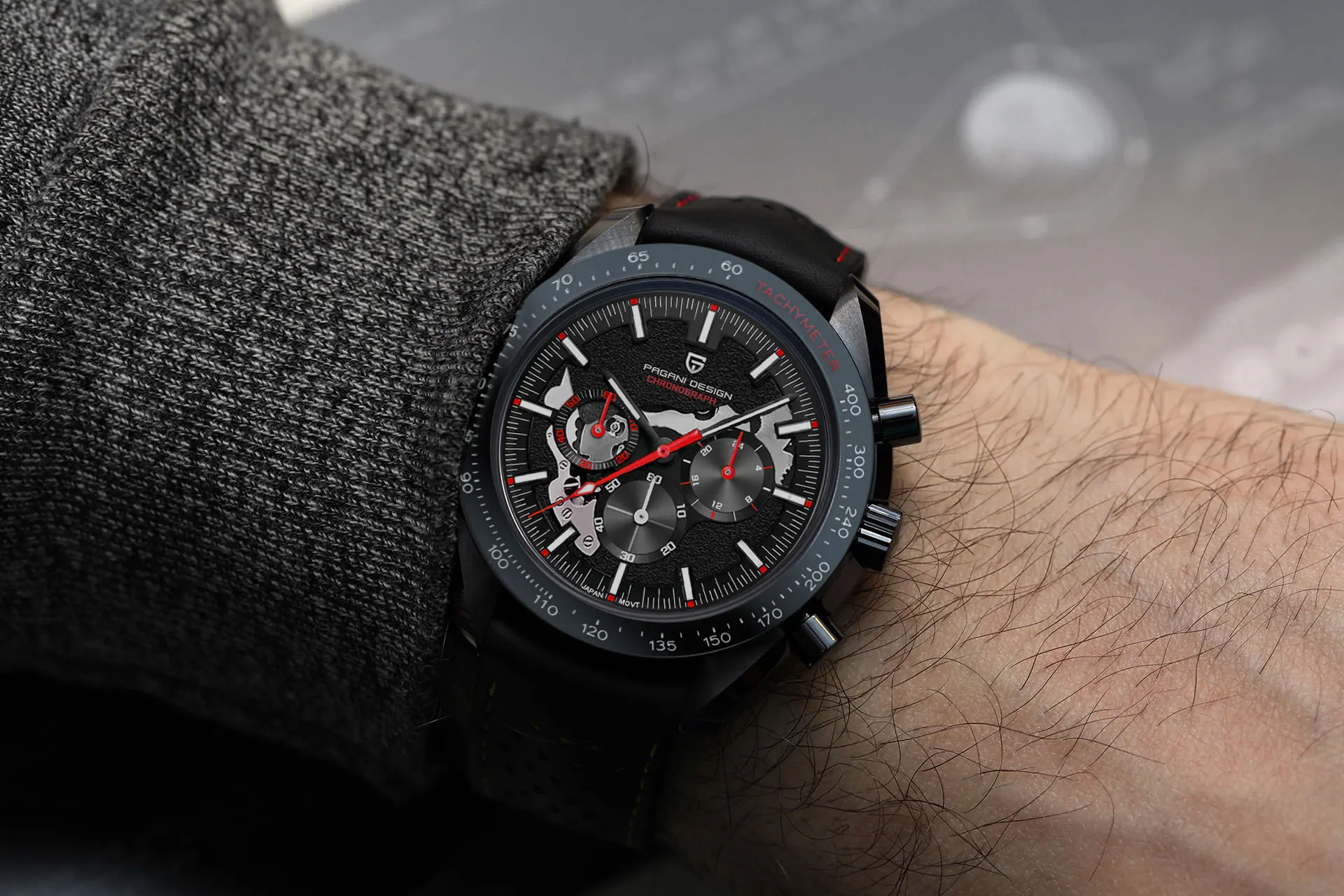 PAGANI DESIGN 2025 New Moon Dark Men's Watches Luxury Quartz Watch Men Skeleton Sport Chronograph AR Sapphire glass Wrist Watch