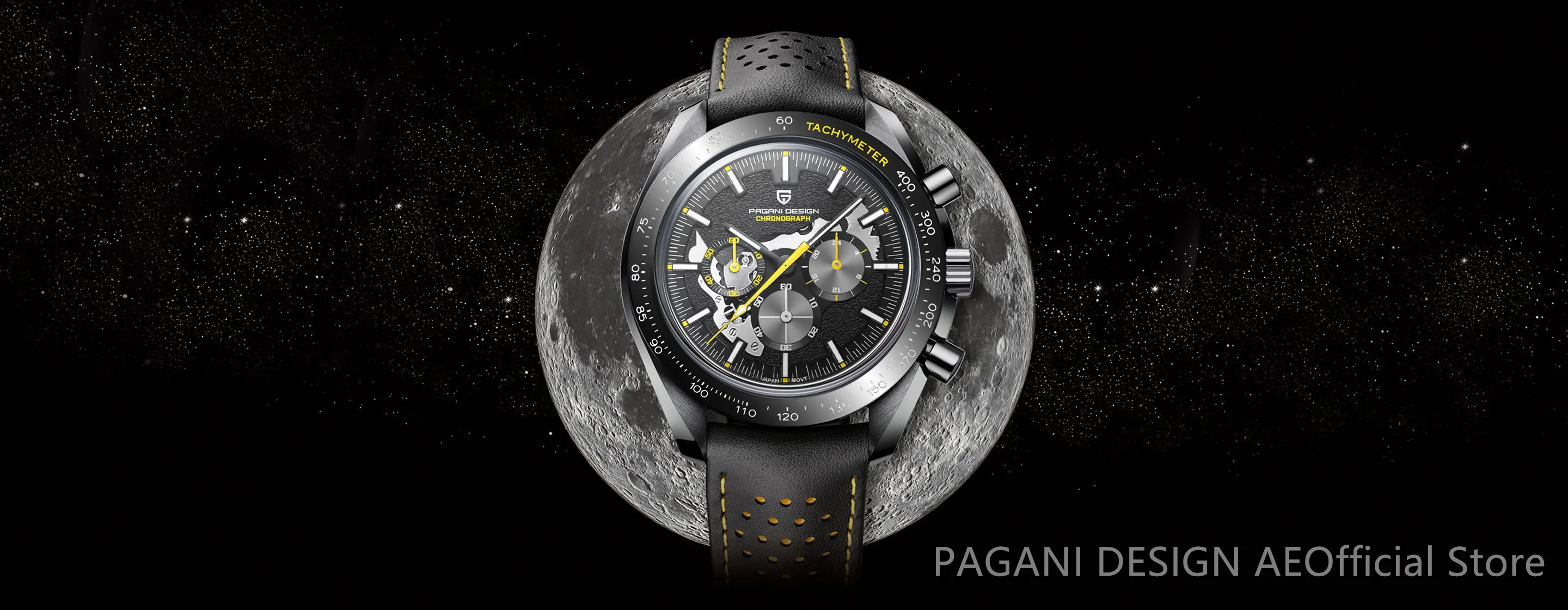PAGANI DESIGN 2025 New Moon Dark Men's Watches Luxury Quartz Watch Men Skeleton Sport Chronograph AR Sapphire glass Wrist Watch