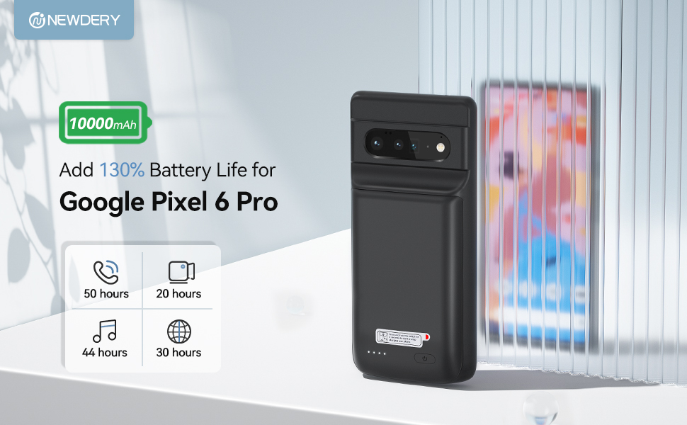 Battery Case for Google Pixel 6 Pro Powerful Rechargeable Charging Case 10000mAh Extended Backup Charger Case Power Bank