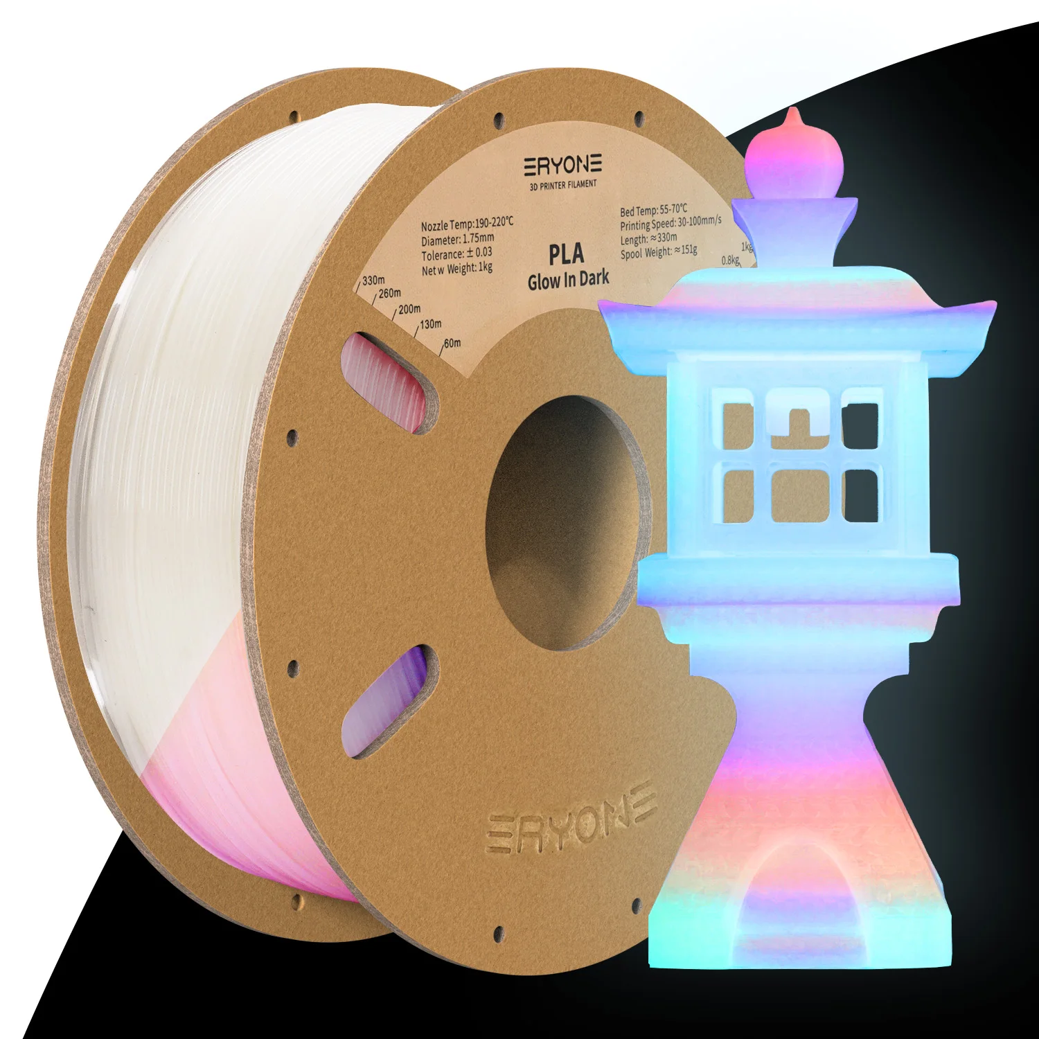Eryone Luminous PLA Filament 1.75mm 1kg Glow in the Dark Plastic PLA 1kg 3D Printing Materials High Quality Wholesale Fast ship