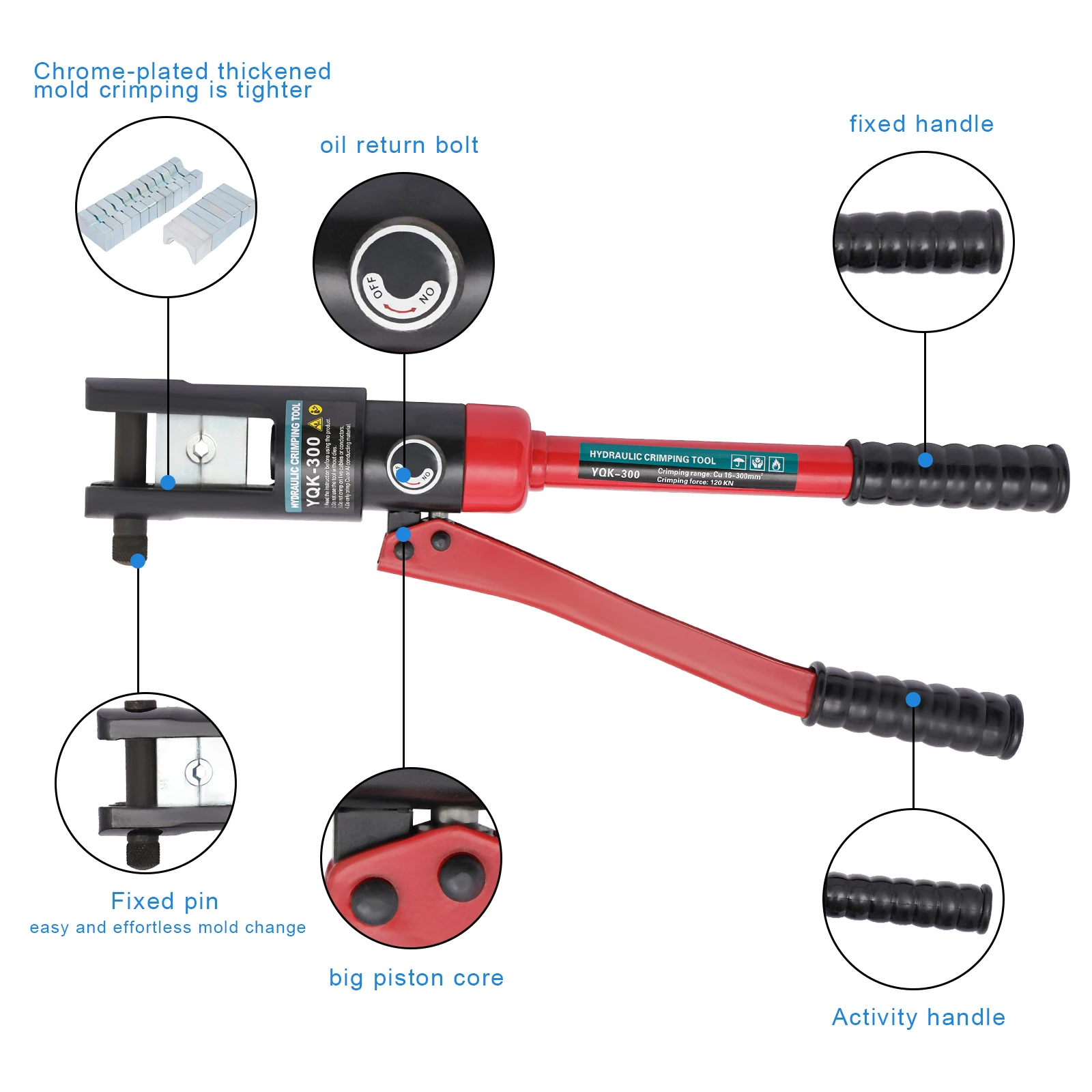 YQK300 Hydraulic Crimping Tool Rope Tonne Wire Balustrade Crimper Blue/Green/Red
