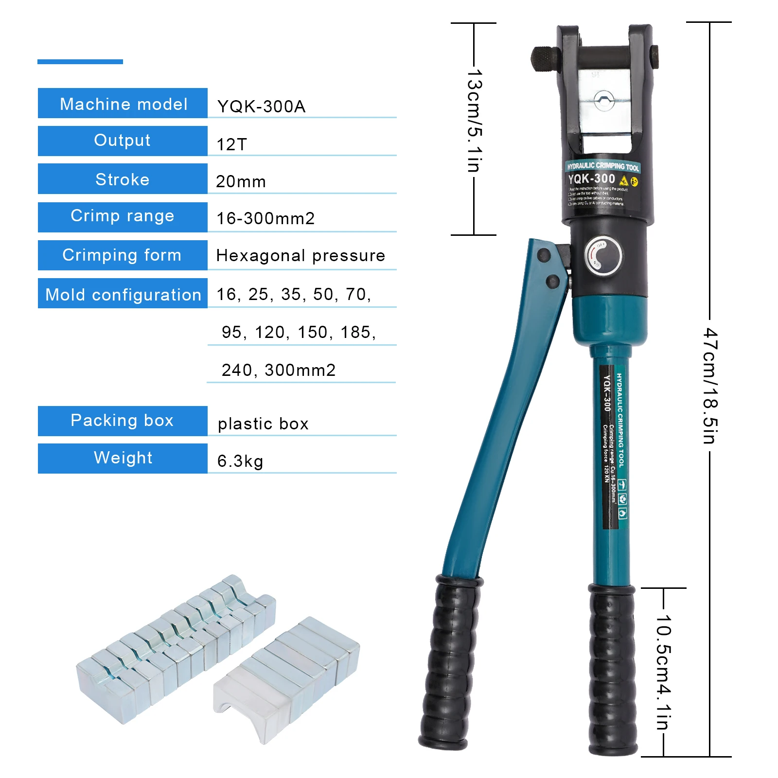 YQK300 Hydraulic Crimping Tool Rope Tonne Wire Balustrade Crimper Blue/Green/Red