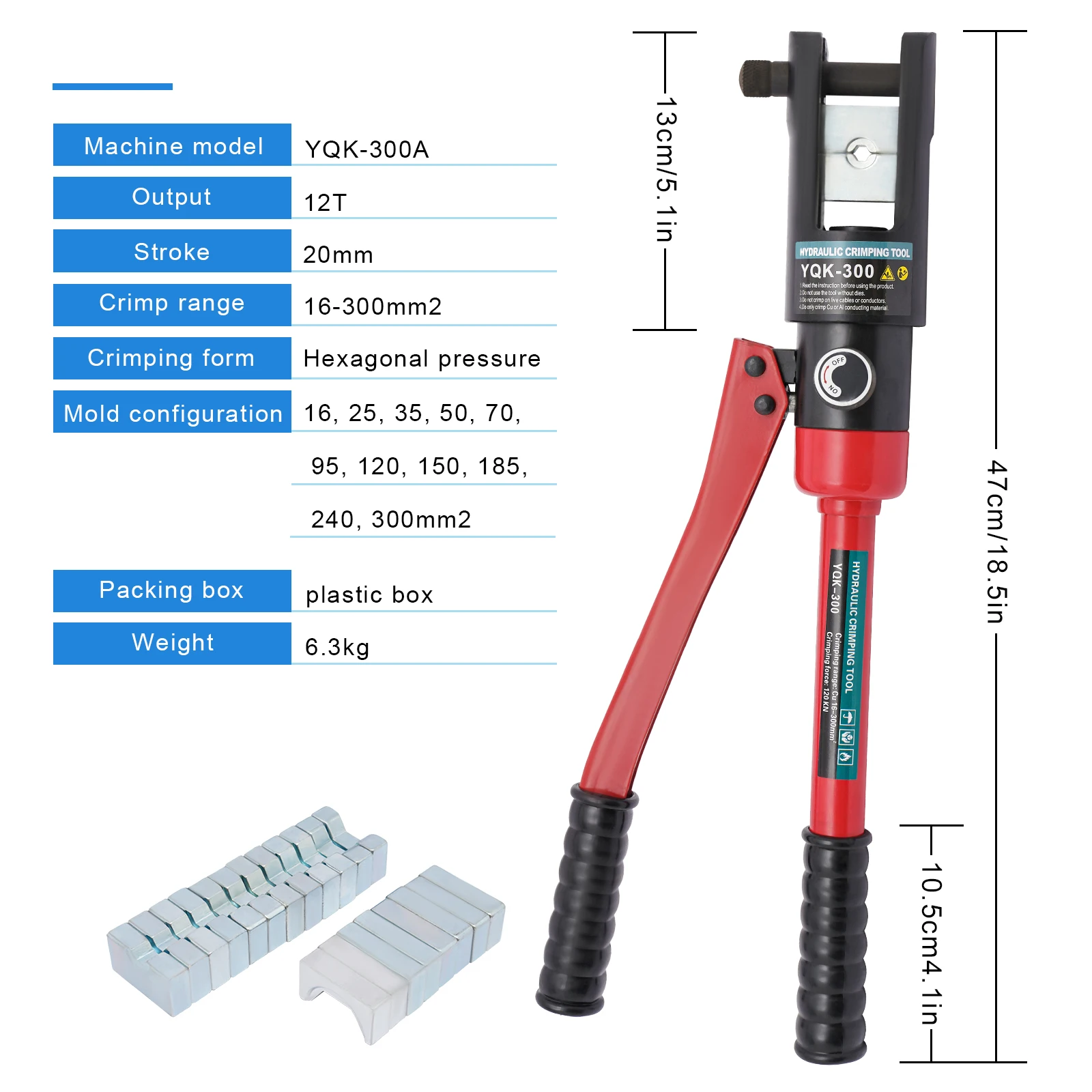 YQK300 Hydraulic Crimping Tool Rope Tonne Wire Balustrade Crimper Blue/Green/Red