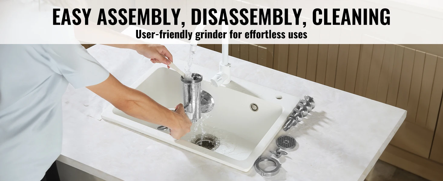SucceBuy Manual Meat Grinder 304 Stainless Steel Hand Meat Grinder with Steel Table Clamp Meat Mincer Sausage Maker