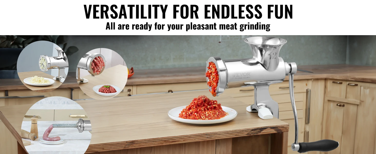 SucceBuy Manual Meat Grinder 304 Stainless Steel Hand Meat Grinder with Steel Table Clamp Meat Mincer Sausage Maker