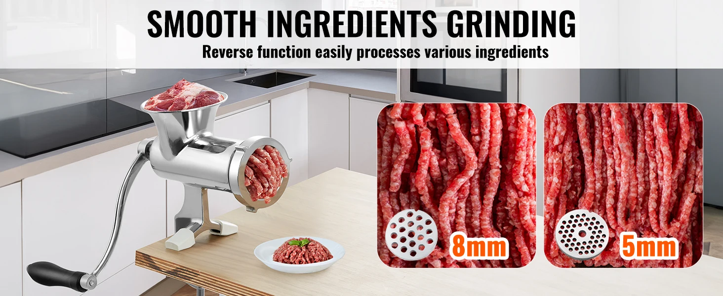 SucceBuy Manual Meat Grinder 304 Stainless Steel Hand Meat Grinder with Steel Table Clamp Meat Mincer Sausage Maker