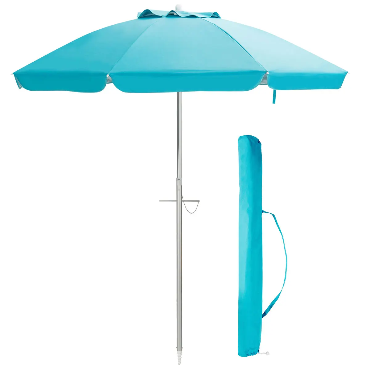 6.5FT Patio Beach Umbrella Sun Shade Tilt Aluminum Sports Portable W/Carry Bag