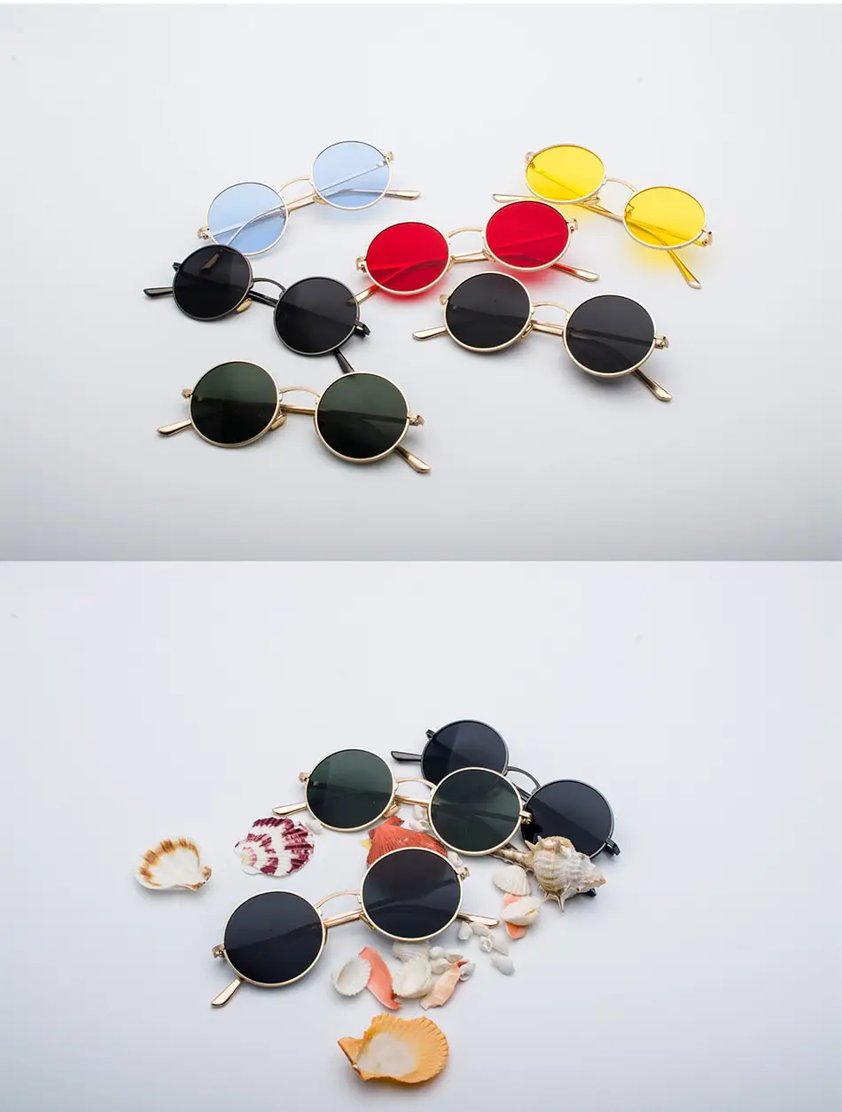 SPLOV Vintage Men Sunglasses Women Retro Punk Style Round Metal Frame Colorful Lens Sun Glasses Fashion Eyewear Gafas Sol Mujer