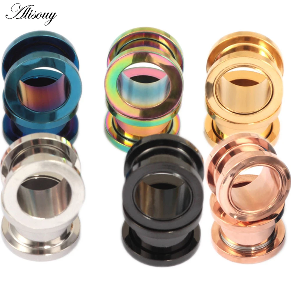 1pc 2mm-25mm Stainless Steel Ear Plugs Tunnels Rose Gold Color Screwed Earrings Expander Earlet Gauges Body Piercings Jewelry