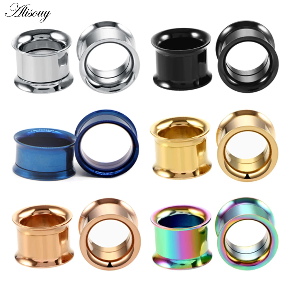 1pc 2mm-25mm Stainless Steel Ear Plugs Tunnels Rose Gold Color Screwed Earrings Expander Earlet Gauges Body Piercings Jewelry