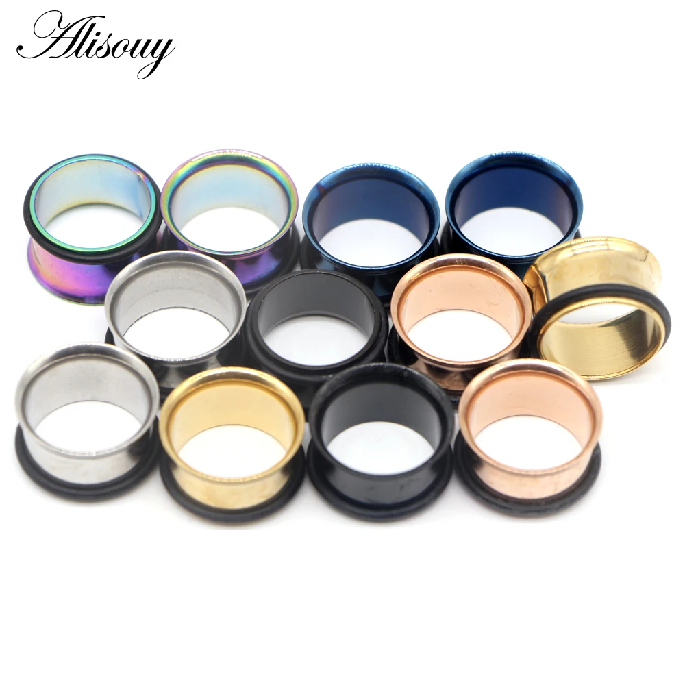 1pc 2mm-25mm Stainless Steel Ear Plugs Tunnels Rose Gold Color Screwed Earrings Expander Earlet Gauges Body Piercings Jewelry