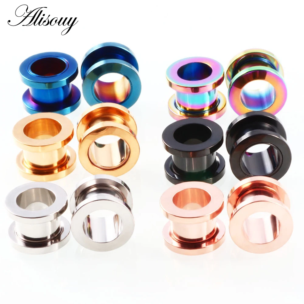 1pc 2mm-25mm Stainless Steel Ear Plugs Tunnels Rose Gold Color Screwed Earrings Expander Earlet Gauges Body Piercings Jewelry