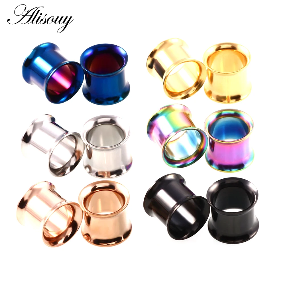 1pc 2mm-25mm Stainless Steel Ear Plugs Tunnels Rose Gold Color Screwed Earrings Expander Earlet Gauges Body Piercings Jewelry