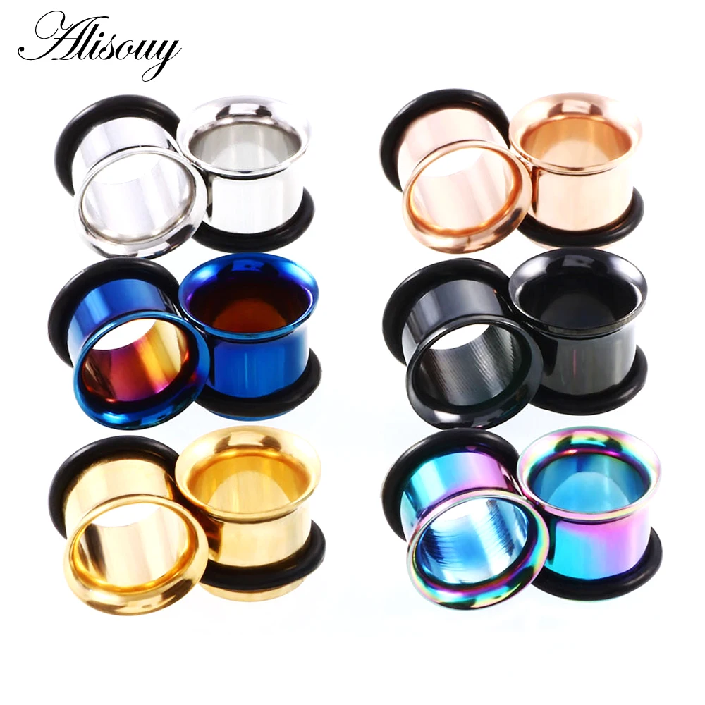 1pc 2mm-25mm Stainless Steel Ear Plugs Tunnels Rose Gold Color Screwed Earrings Expander Earlet Gauges Body Piercings Jewelry