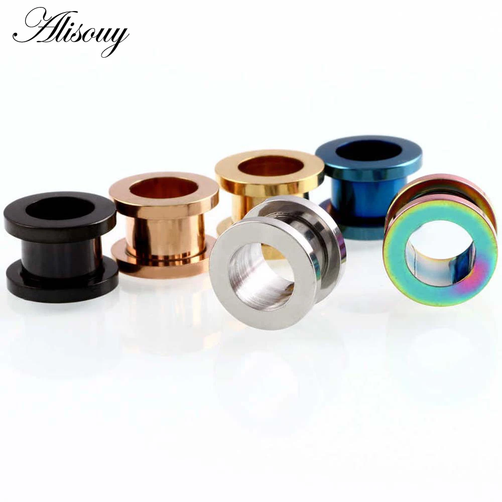 1pc 2mm-25mm Stainless Steel Ear Plugs Tunnels Rose Gold Color Screwed Earrings Expander Earlet Gauges Body Piercings Jewelry
