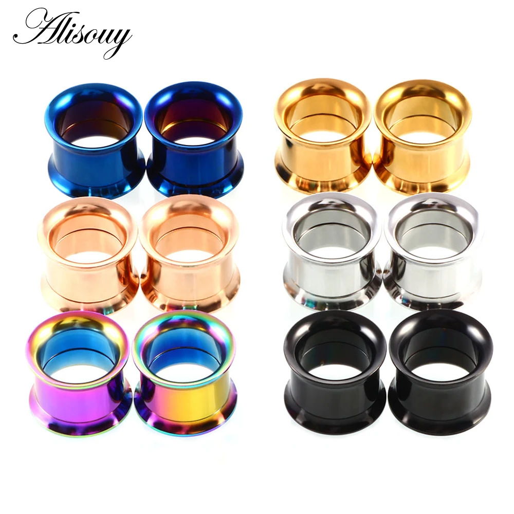 1pc 2mm-25mm Stainless Steel Ear Plugs Tunnels Rose Gold Color Screwed Earrings Expander Earlet Gauges Body Piercings Jewelry