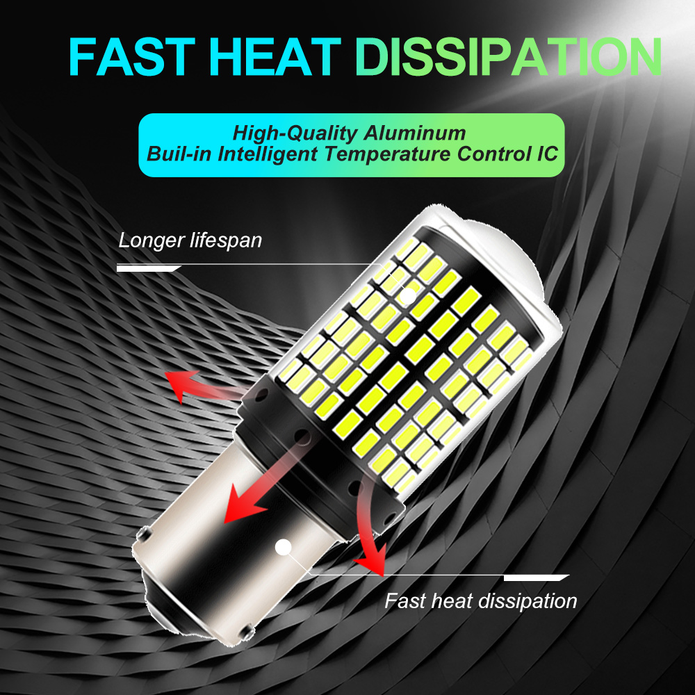 2pcs 1156 BA15S P21W BAU15S PY21W T20 7440 W21W 3157 1157 P21/5W W21/5W LED Bulbs 144smd led CanBus lamp For Turn Signal Light
