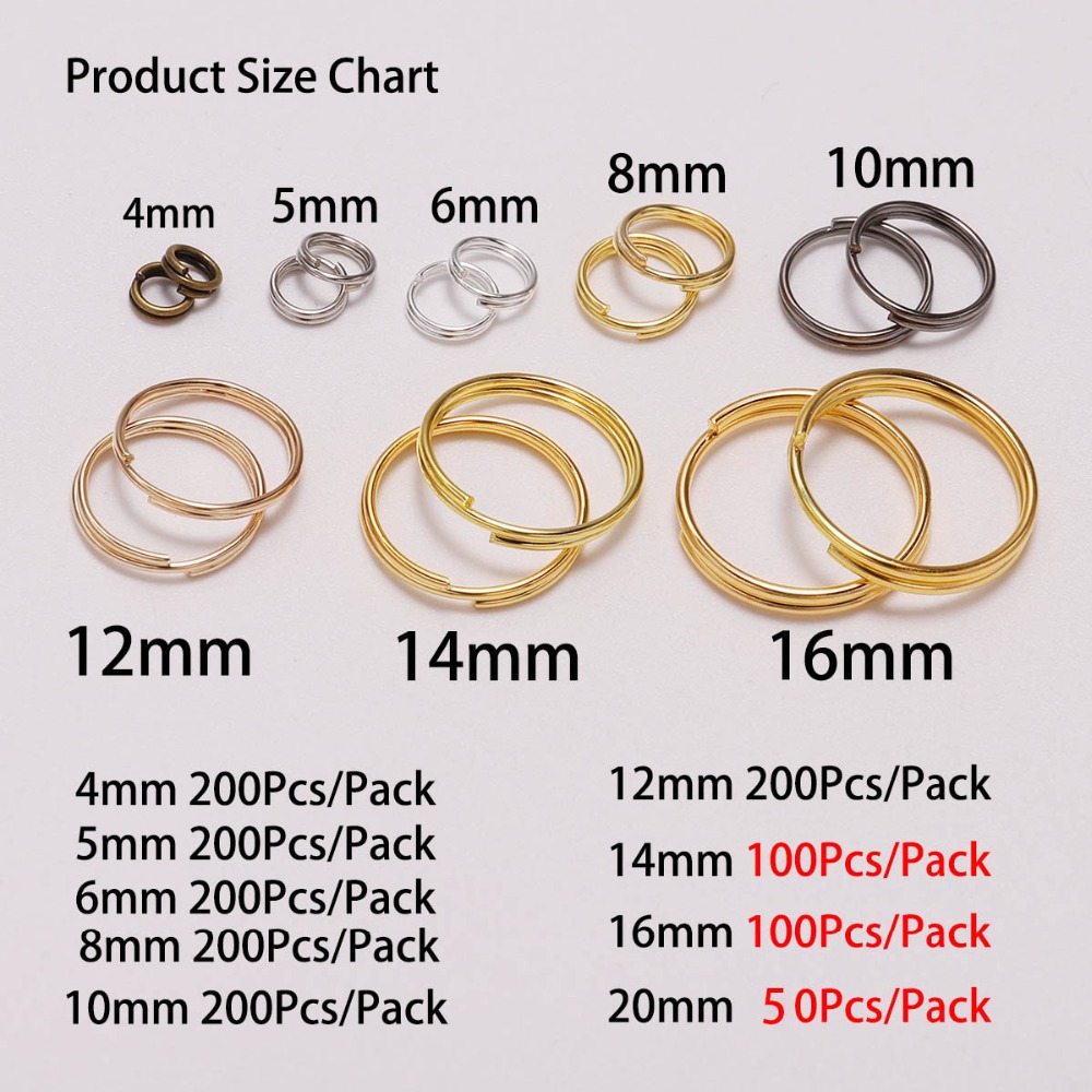 20-200Pcs/bag 4-25mm Open Jump Rings Double Loops Split Rings Connectors For Diy Jewelry Making Findings Accessories Supplies