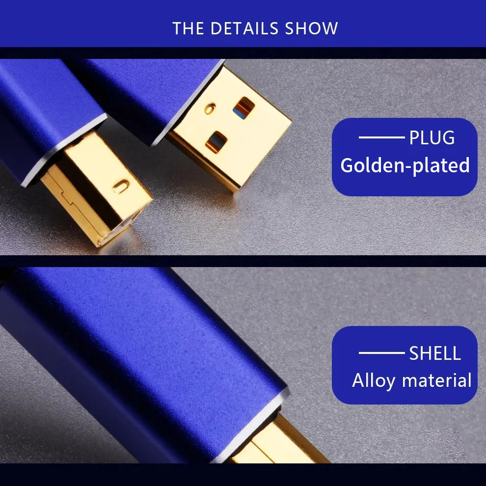 YYTCG 6N OCC HiFi USB Audio Cable A-B A-C C-B C-C Gold Plated Multiple Shielding Digital Cord For DAC Decoder Sound Card Mixer