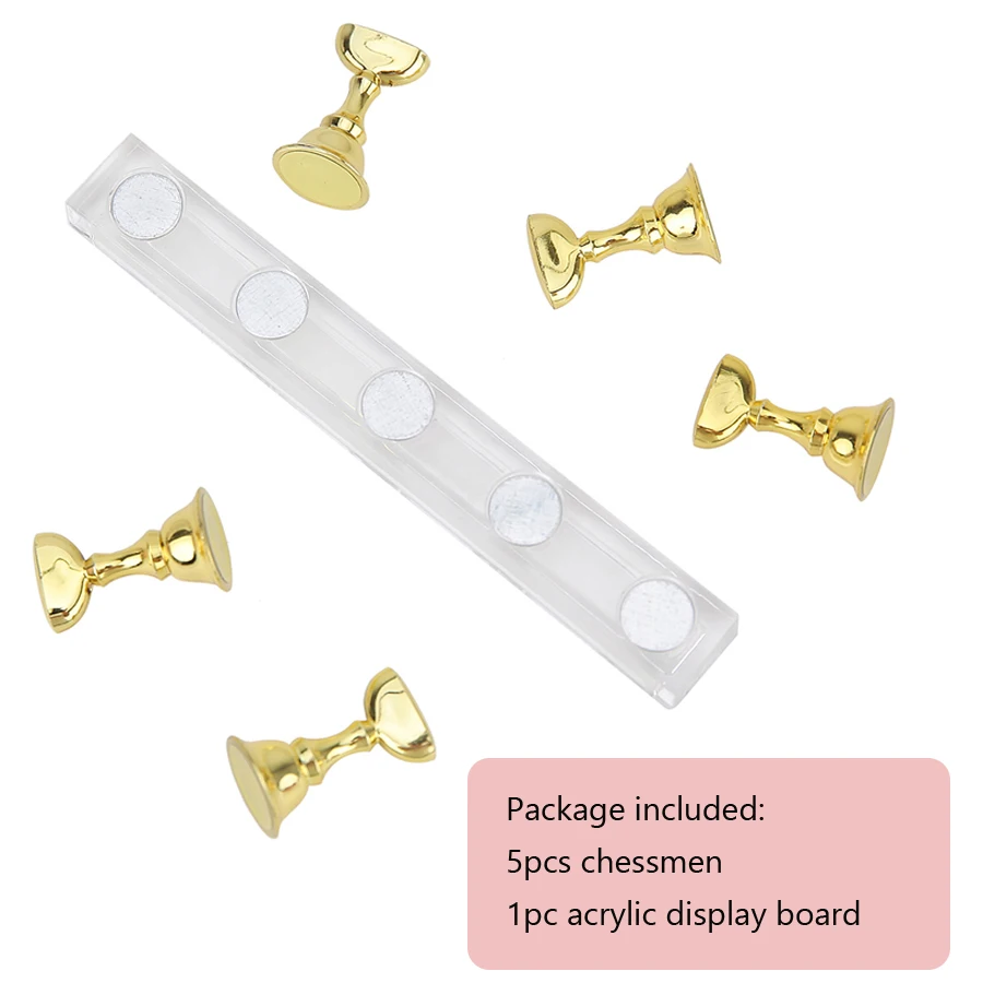 5Pcs Nail Art Practice Display Stand Set Chess Board Magnetic Tips White & Black Holder Polish Gel Color Chart Tool