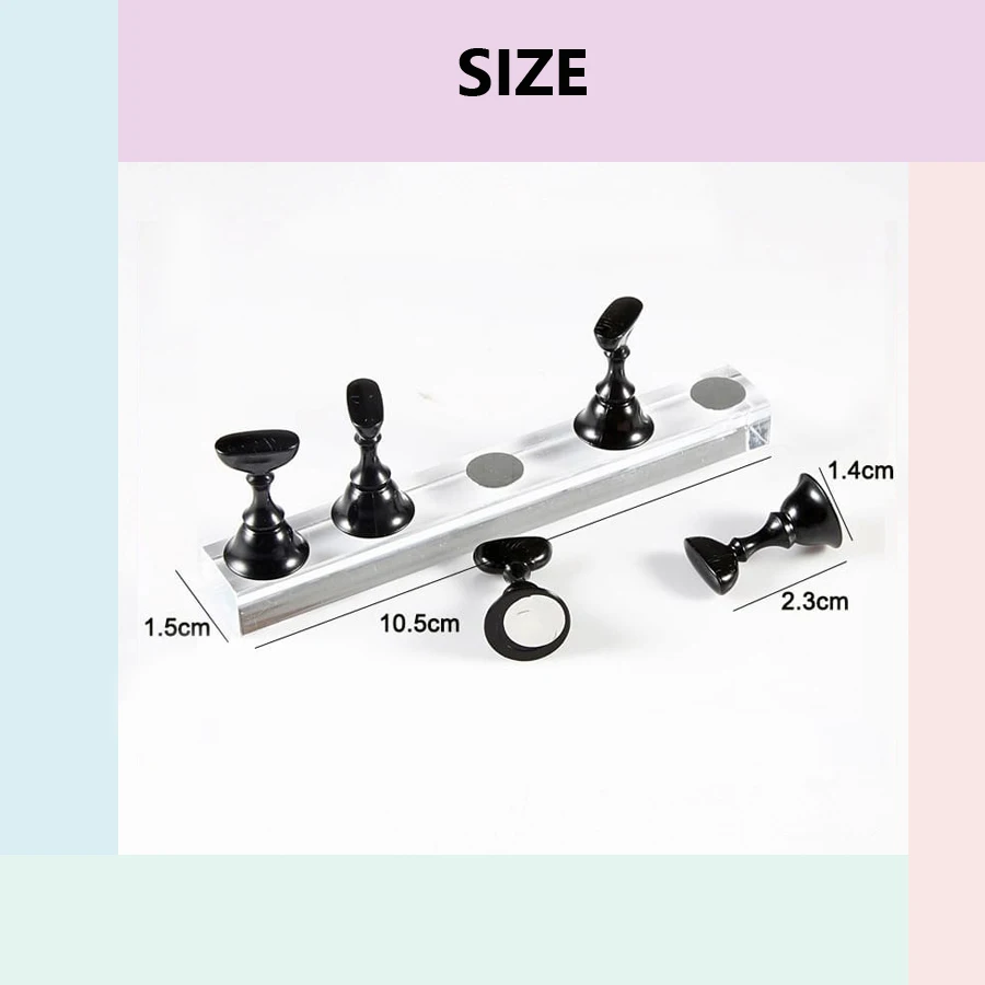 5Pcs Nail Art Practice Display Stand Set Chess Board Magnetic Tips White & Black Holder Polish Gel Color Chart Tool