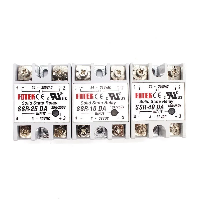 Solid State Relay 12v 24v SSR-10DA SSR-25DA SSR-40DA 10A 25A 40A 3-32V DC TO 24-380V AC SSR 10DA 25DA 40DA Rele Power Supply
