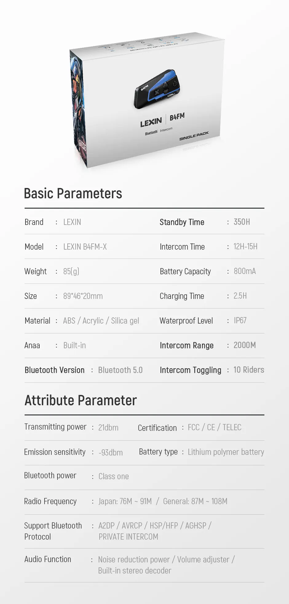 Brand Lexin LX-B4FM-X for 10 Riders Intercom Motorcycle Bluetooth Helmet Headsets BT Moto Intercomunicador with FM Radio