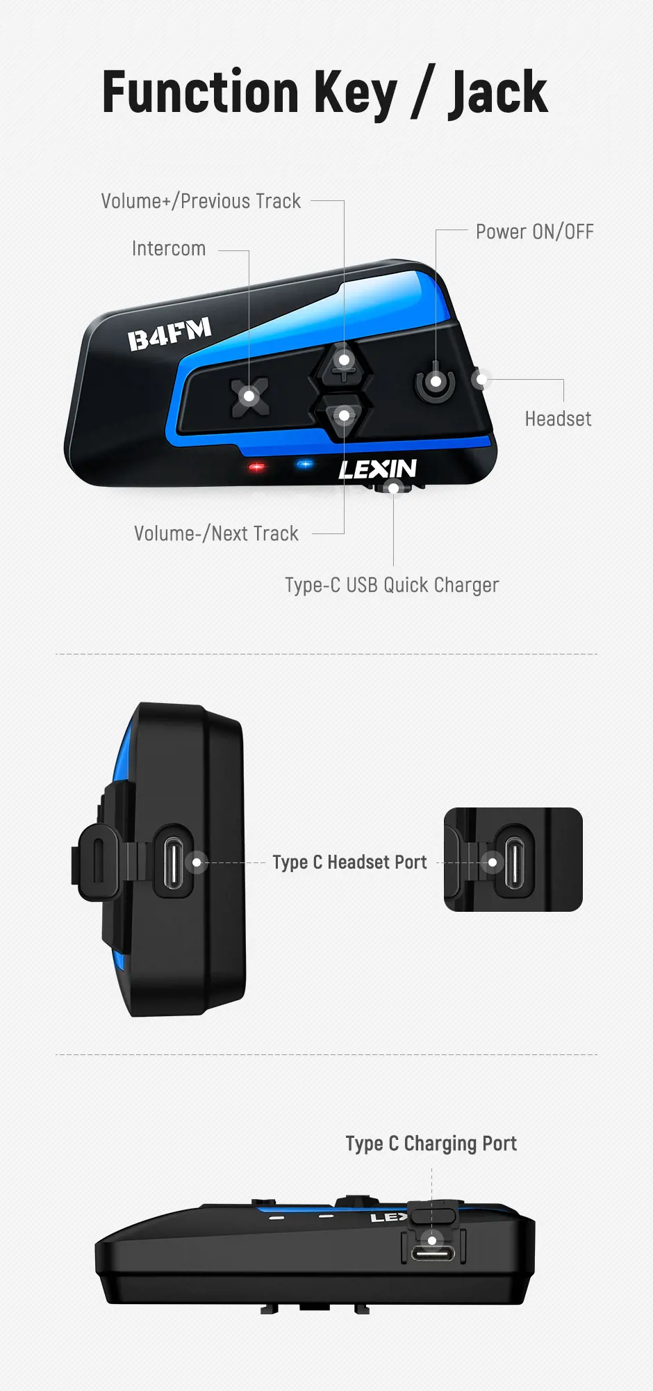 Brand Lexin LX-B4FM-X for 10 Riders Intercom Motorcycle Bluetooth Helmet Headsets BT Moto Intercomunicador with FM Radio