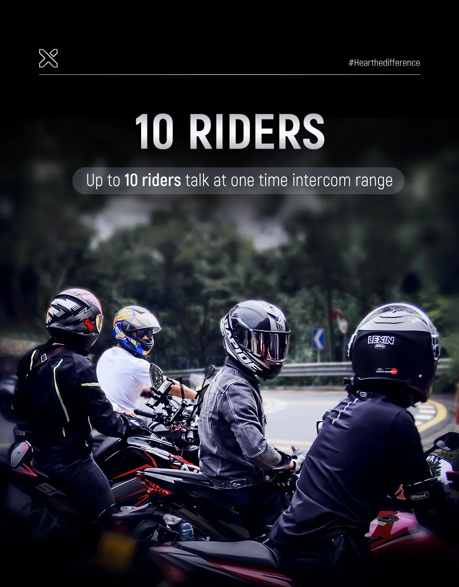 Brand Lexin LX-B4FM-X for 10 Riders Intercom Motorcycle Bluetooth Helmet Headsets BT Moto Intercomunicador with FM Radio