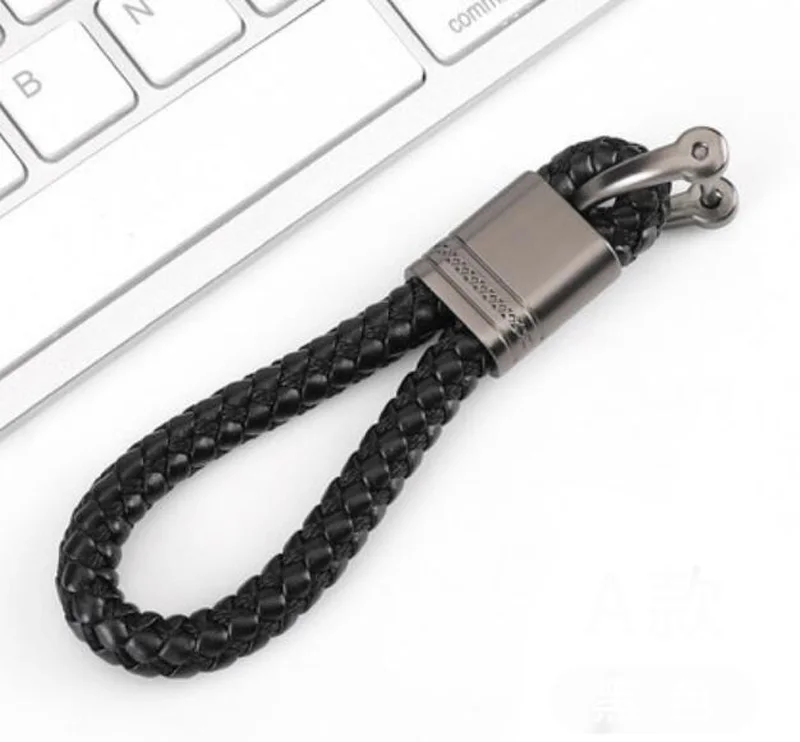 New Hand-Woven Leather Car Key Ring Men Women Rope Key Chain Waist Keychains Charm Metal Key Holder Gift Jewelry