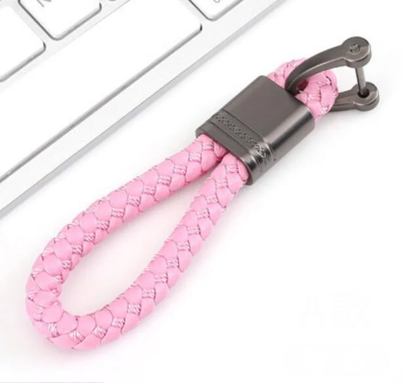 New Hand-Woven Leather Car Key Ring Men Women Rope Key Chain Waist Keychains Charm Metal Key Holder Gift Jewelry