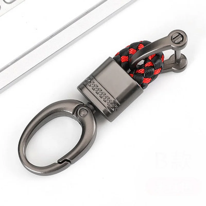 New Hand-Woven Leather Car Key Ring Men Women Rope Key Chain Waist Keychains Charm Metal Key Holder Gift Jewelry