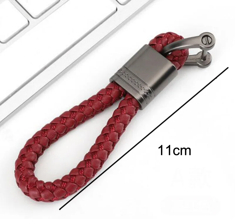 New Hand-Woven Leather Car Key Ring Men Women Rope Key Chain Waist Keychains Charm Metal Key Holder Gift Jewelry