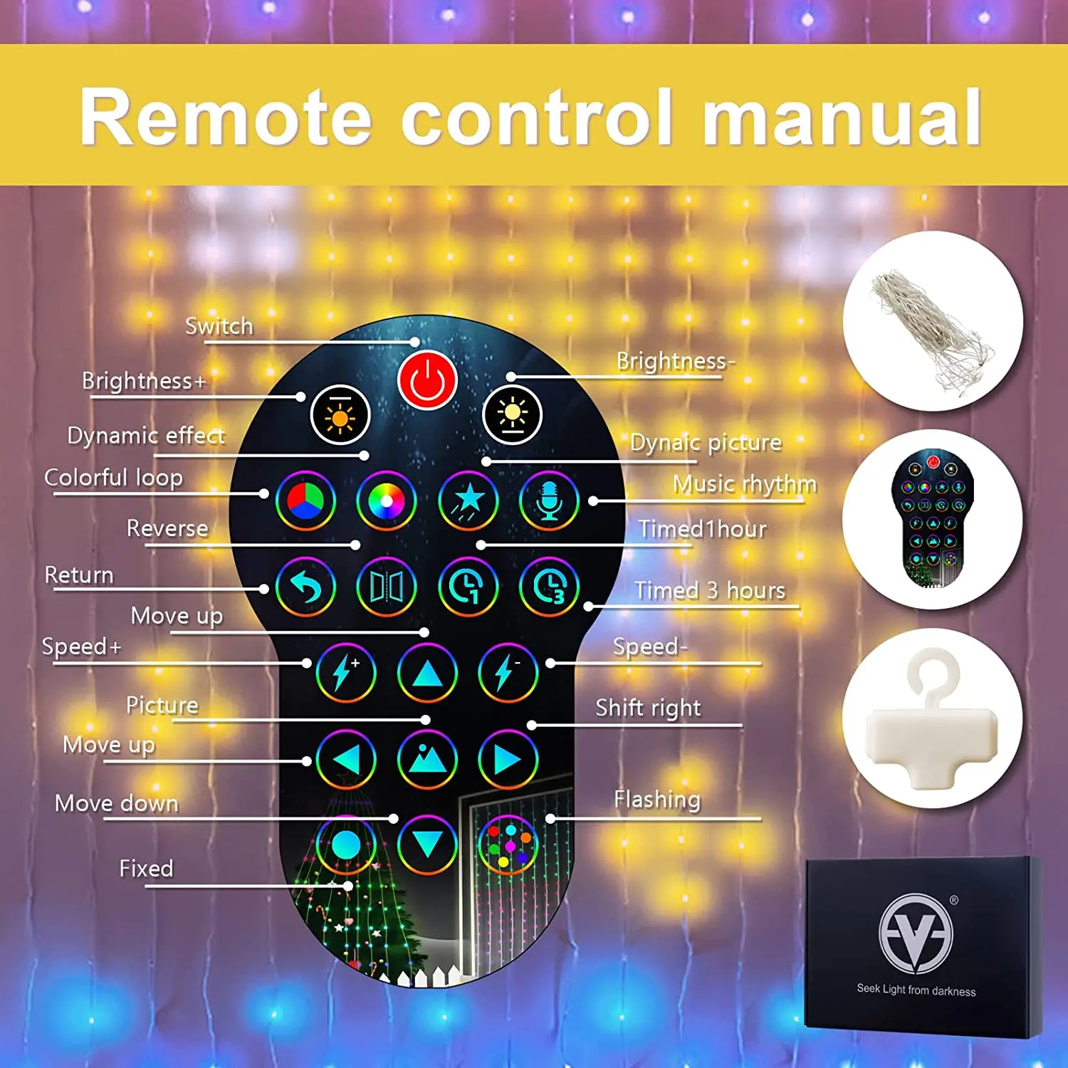 Mexllex Colorful Smart LED Window Hanging Curtain Lights, 400 RGB APP Remote Control DIY Text and Pattern Fairy Garland home