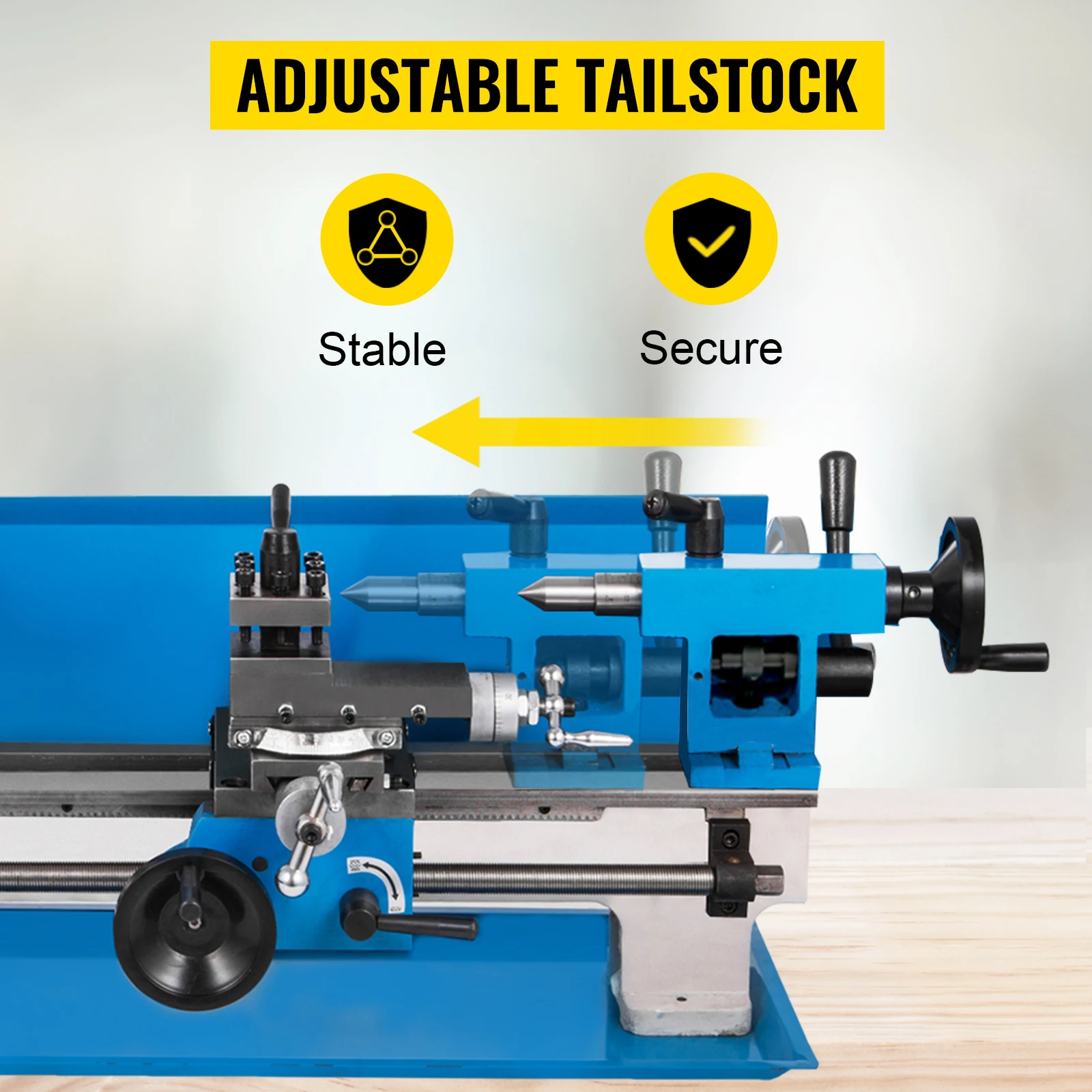SucceBuy Mini Metal Lathe Machine 7"x14" 550W 180x350mm Variable Speed + 3 Jaw Chuck for Metalworking Turning Drilling Threading