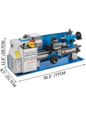 SucceBuy Mini Metal Lathe Machine 7"x14" 550W 180x350mm Variable Speed + 3 Jaw Chuck for Metalworking Turning Drilling Threading