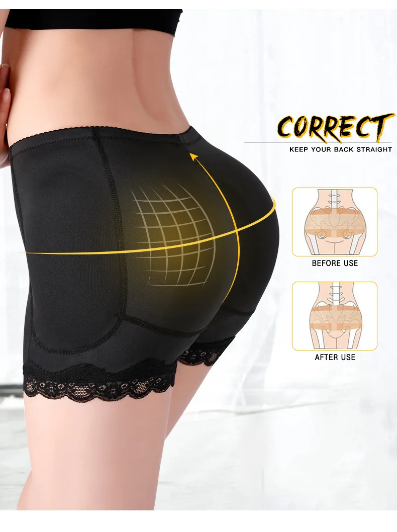 LILVIGOR Padded Underwear for Women Butt Lifter Seamless Booty Pads Butt Enhancer Panties Lace Shapewear Boyshorts