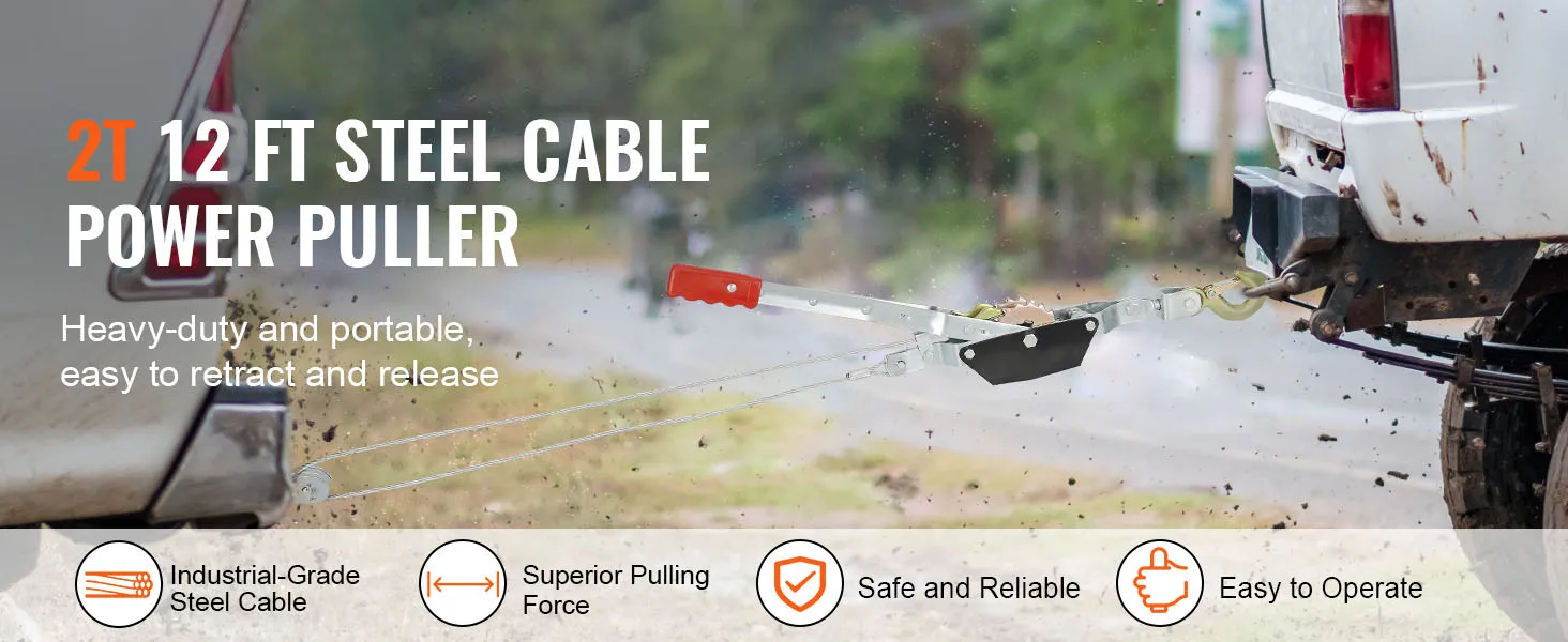 SucceBuy Come Along Winch 2/4/5 Ton Pulling Capacity Heavy Duty Ratchet Automotive Hoist Power Cable Puller for Vehicle Rescue