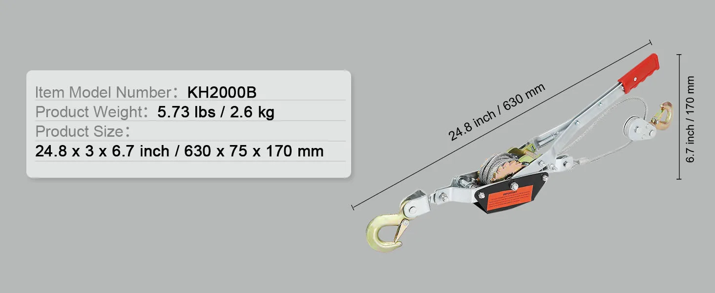 SucceBuy Come Along Winch 2/4/5 Ton Pulling Capacity Heavy Duty Ratchet Automotive Hoist Power Cable Puller for Vehicle Rescue