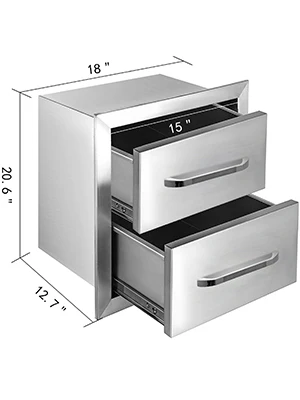 SucceBuy Stainless Steel Outdoor Kitchen Drawers W/ Handle Large Storage BBQ Island Great for Any Weather Condition