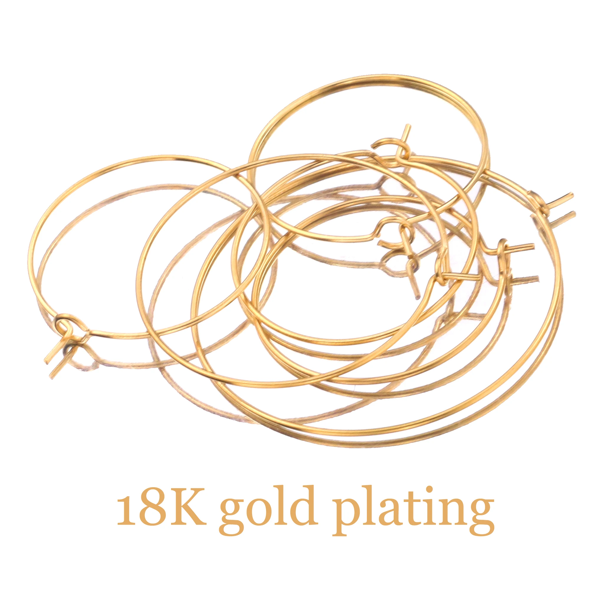 20pcs/lot Gold Stainless Steel Big Circle Wire Hoops Loop Earrings High Quality for DIY Dangle Earring Jewelry Making Supplies
