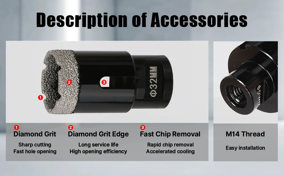 5-130mm M14 Thread Dry Vacuum Brazed Marble Masonry Hole Saw Opener Diamond Drilling Core Bit For Ceramic Tile Granite Marble