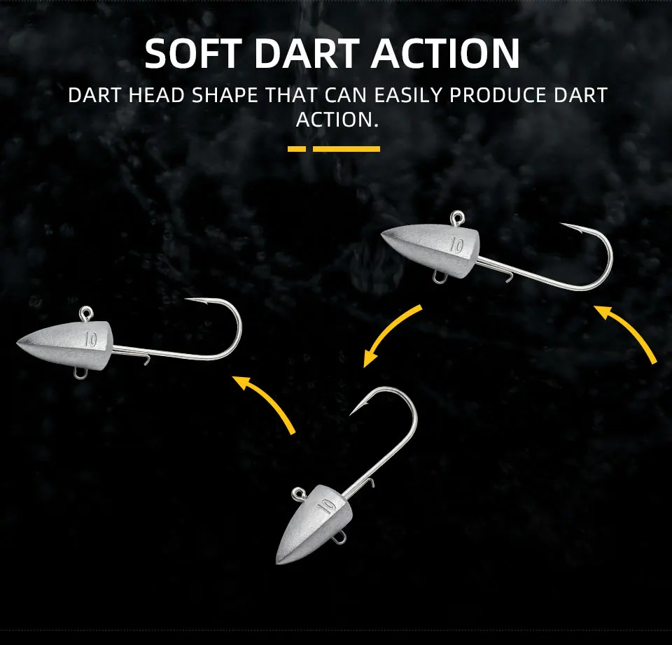BLUX Dart Jighead Fishhooks 3.5g 5g 7g 10g 14g Worm Fishing Lure Hook Soft Lure Jig Head Artificial Bait Fishing Tackle